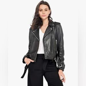 NWT Oakwood Black Leather Moto Jacket Size S Genuine Leather Biker